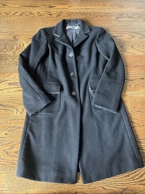Jil Sander Made in Germany Black 100% Virgin Wool Single-Breasted Trench Coat